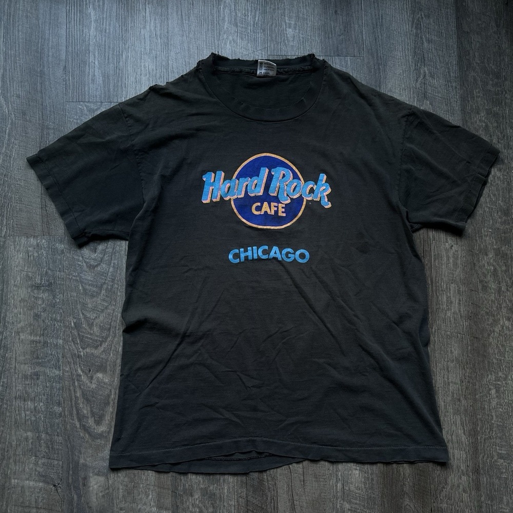 '90s Hard Rock Cafe Chicago Vintage T-Shirt Sz XL Single Stitch Distressed